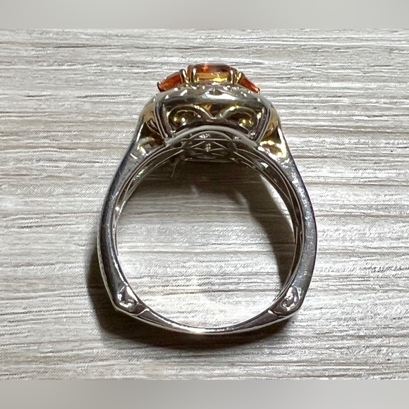 Designer Signed Gems En Vogue 2.00 ctw Orange Sapphire Cluster Ring, Size 9 - Picture 6 of 10